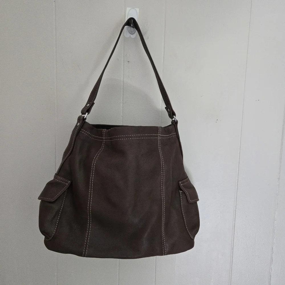 Fossil Brown Pebbled Leather Shoulder Bag Purse - Picture 4 of 11